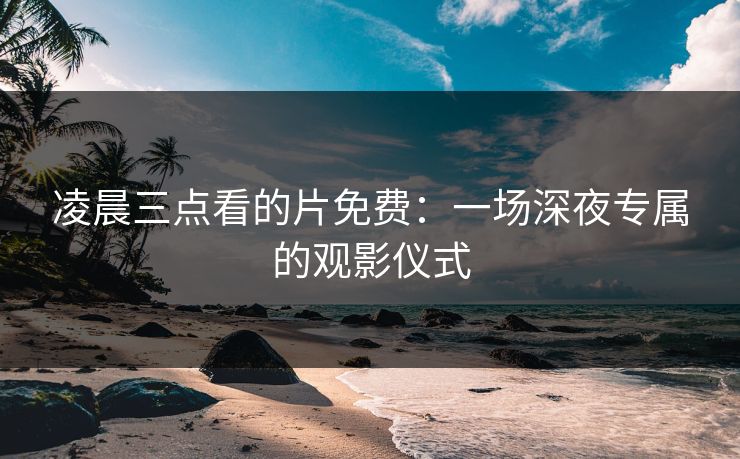 凌晨三点看的片免费：一场深夜专属的观影仪式