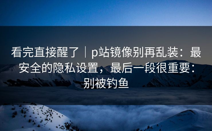 看完直接醒了｜p站镜像别再乱装：最安全的隐私设置，最后一段很重要：别被钓鱼
