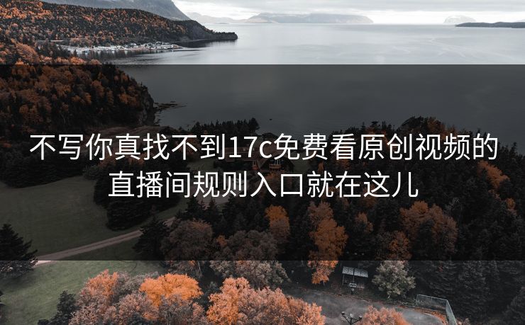 不写你真找不到17c免费看原创视频的直播间规则入口就在这儿