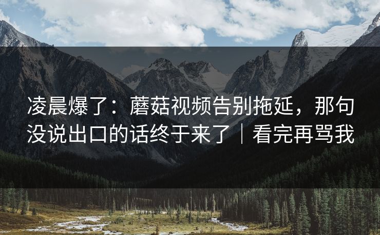 凌晨爆了：蘑菇视频告别拖延，那句没说出口的话终于来了｜看完再骂我