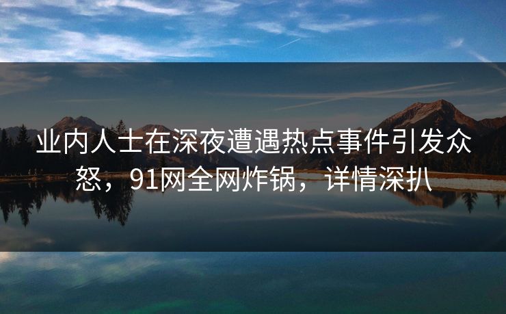 业内人士在深夜遭遇热点事件引发众怒，91网全网炸锅，详情深扒