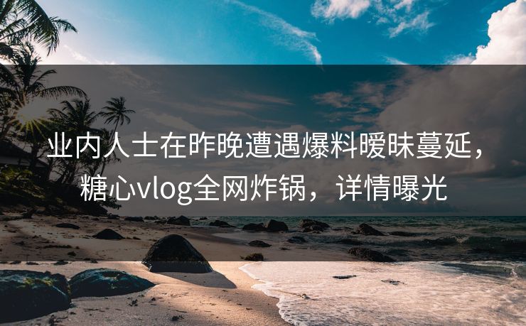 业内人士在昨晚遭遇爆料暧昧蔓延，糖心vlog全网炸锅，详情曝光
