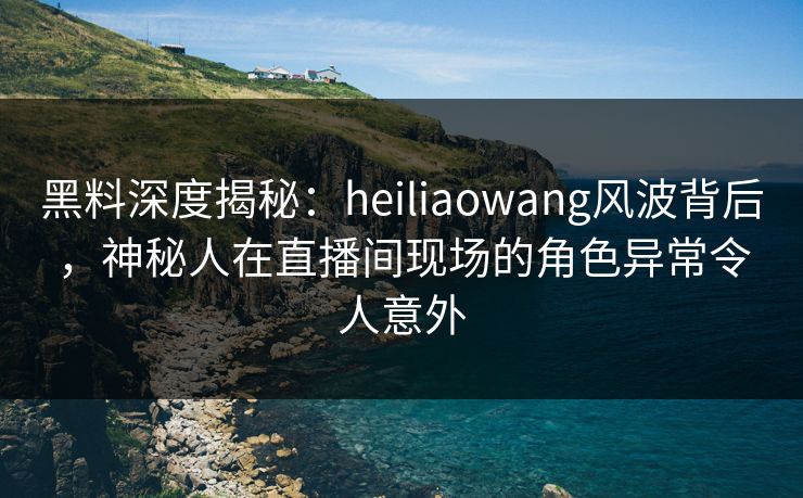 黑料深度揭秘：heiliaowang风波背后，神秘人在直播间现场的角色异常令人意外